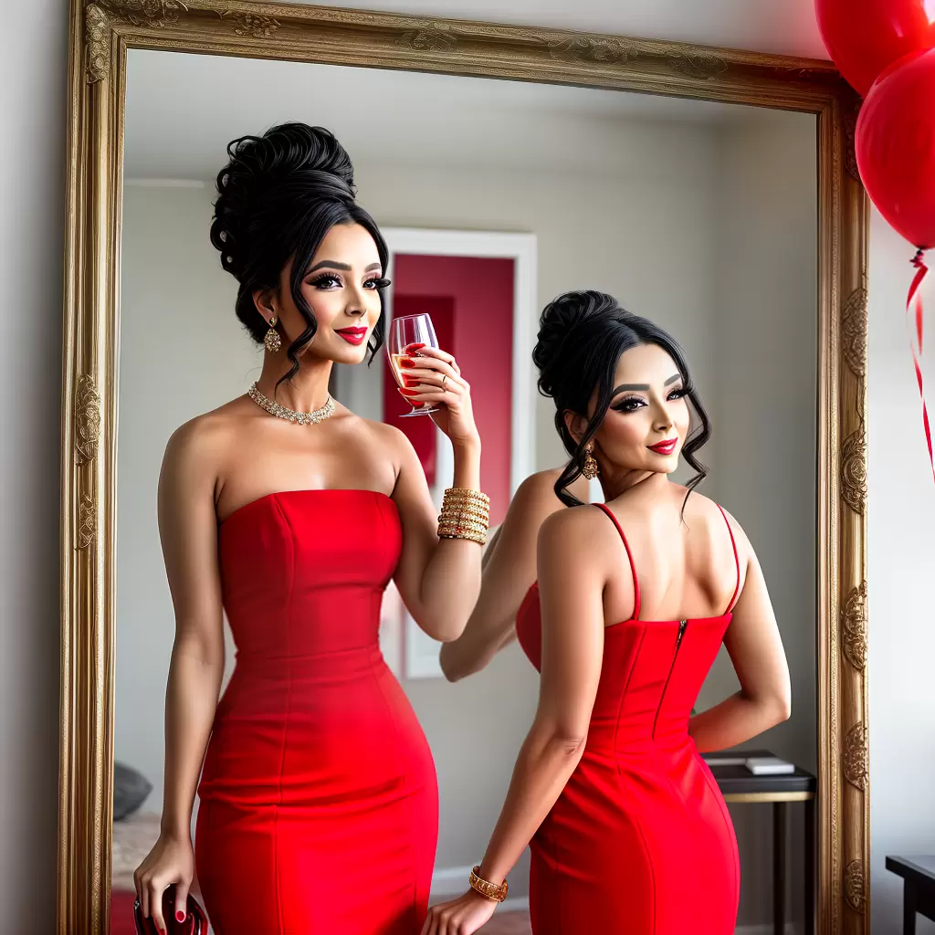 Fondos de Pantalla Mujer 30 años Vestido rojo champán descargar imagenes